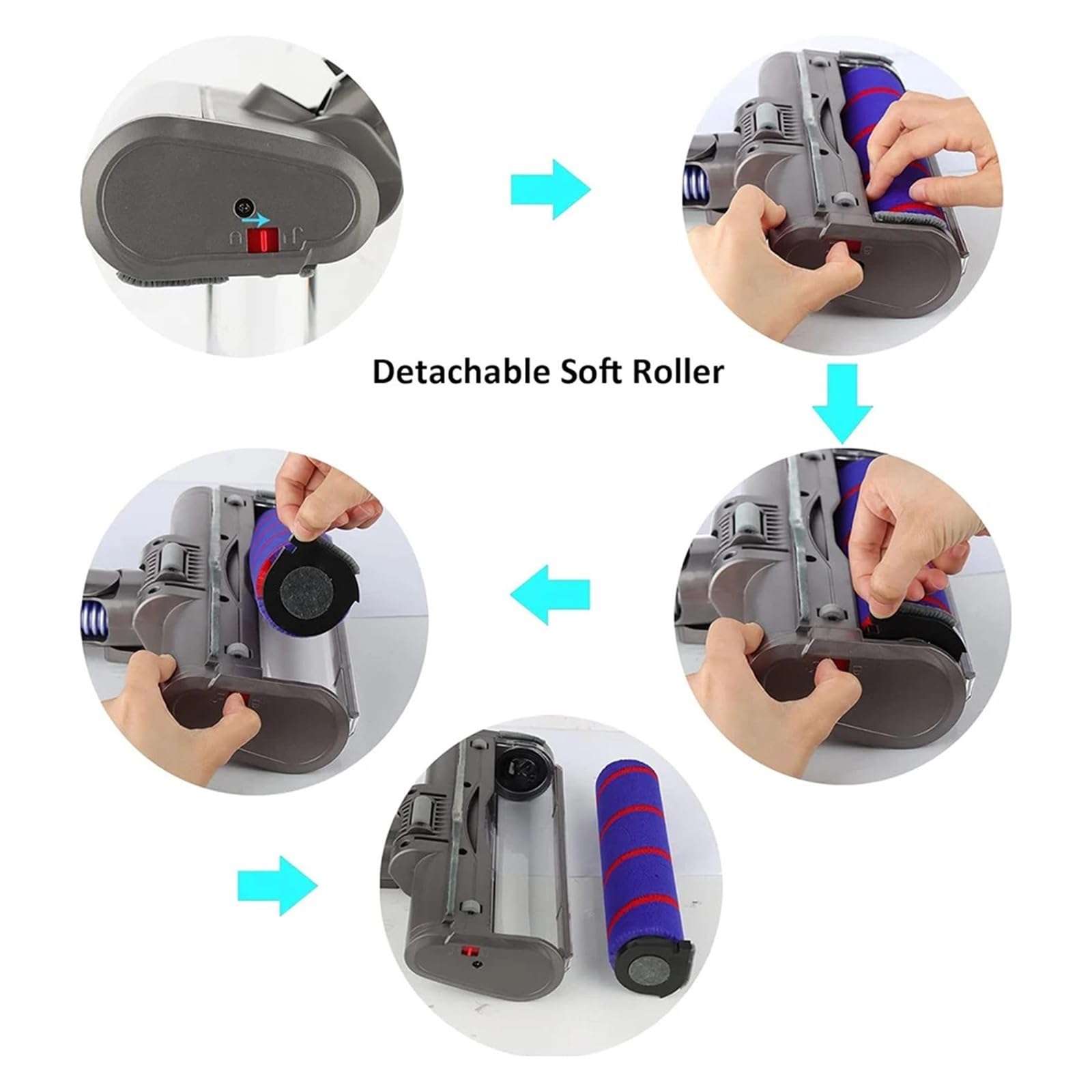 Testina Di Ricambio for Spazzola for Pulizia A Rullo Morbido, Accessori for Spazzole for Pavimenti, Compatibile Con Dyson, Serie V7 V8 V10 V11 V15 Con Testina Di Pulizia A Sgancio Rapido
