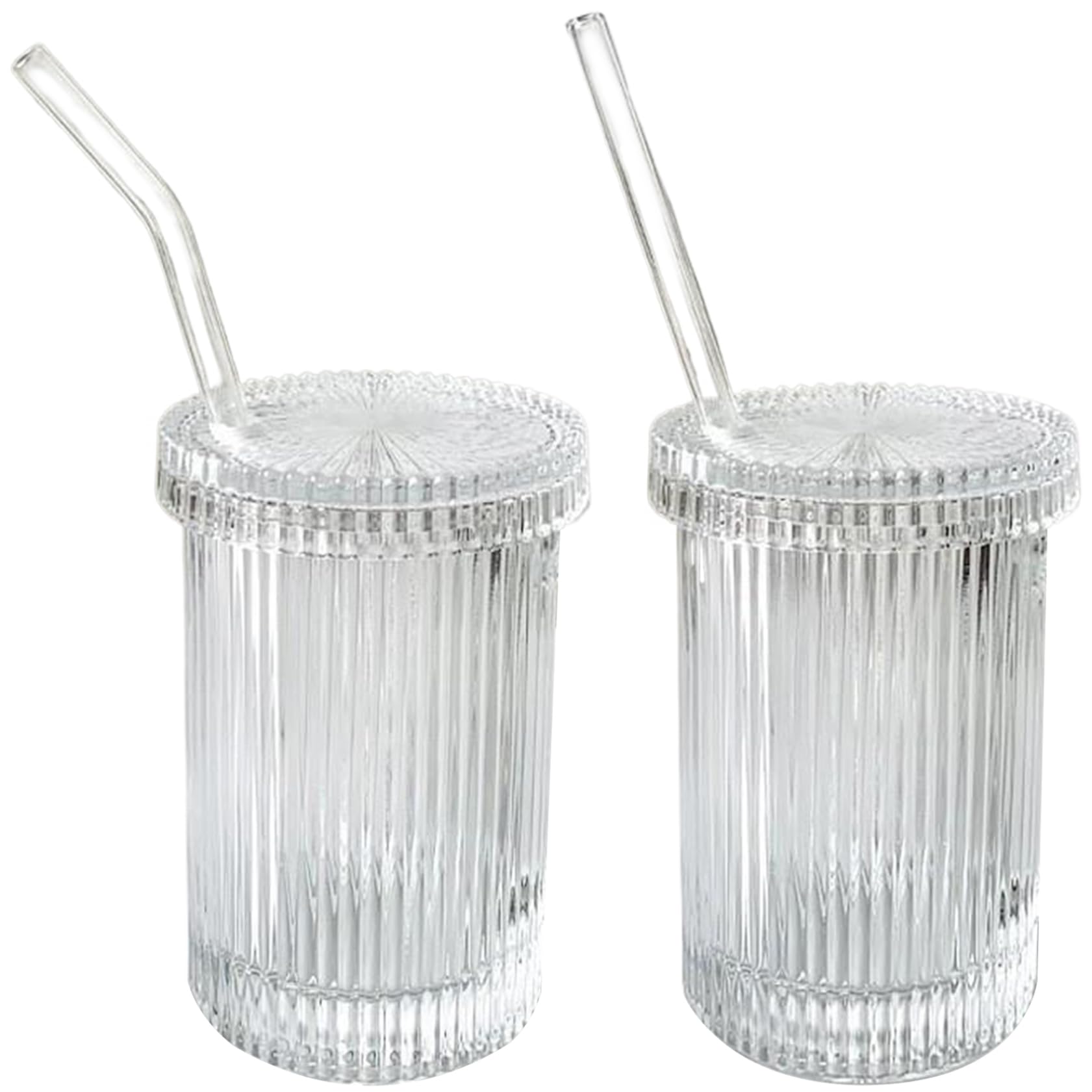 Gobelet à café glacé transparent en verre avec paille réutilisable et couvercle étanche 390ml