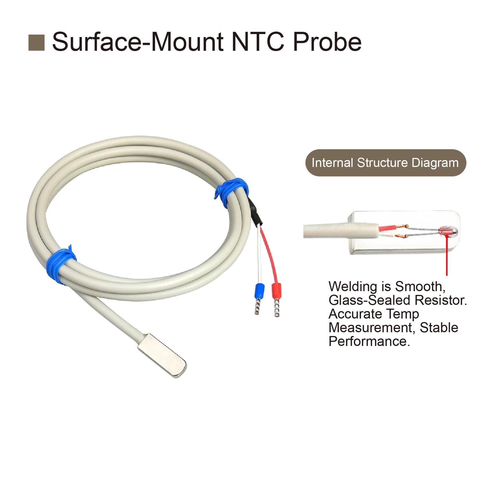 Sensore di Temperatura, sonda a termistore NTC Adesivo Superficiale misurazione Industriale su Superficie Piana 10K/50K/100K(Ntc50k 0.5 M)