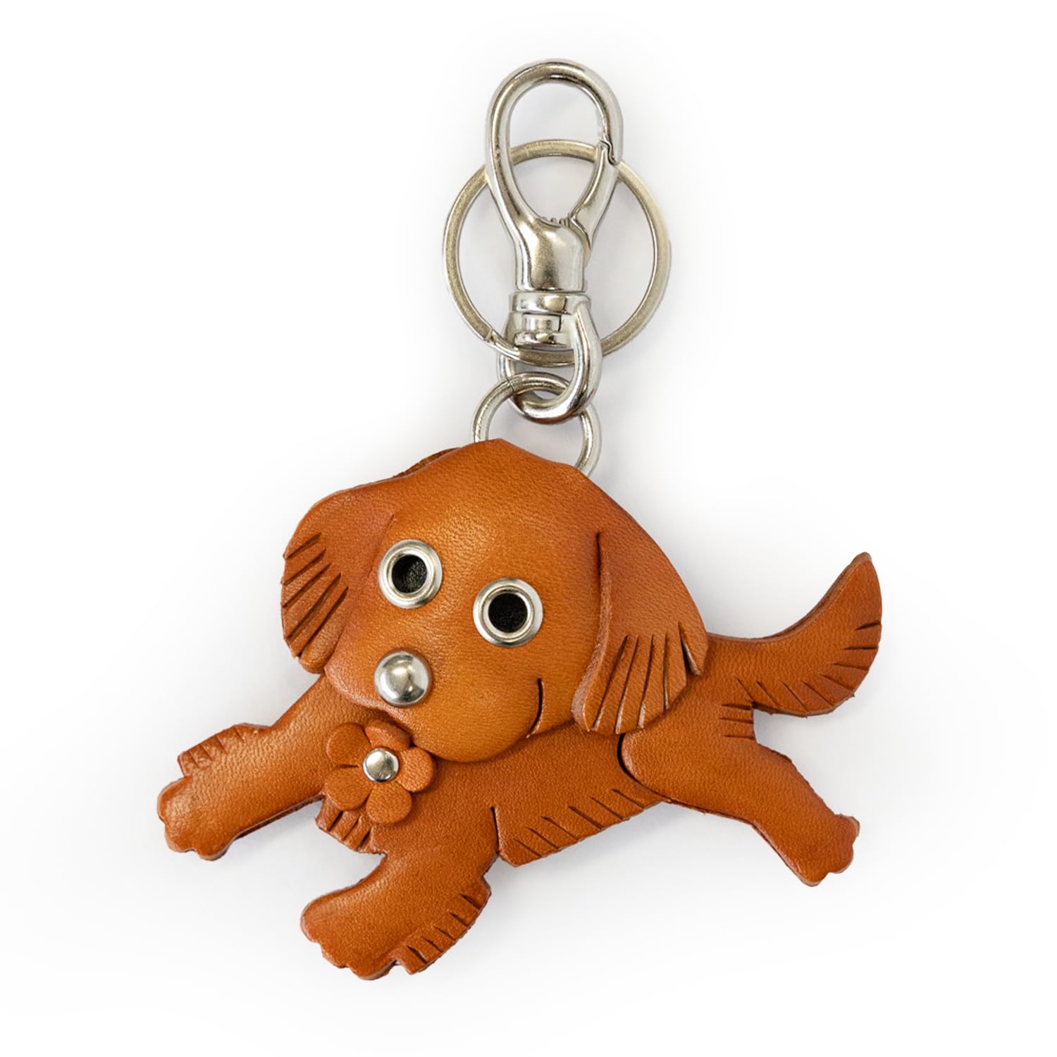 Vanca Golden Retriever, Echtleder, Tier-/Hundetaschen-Anhänger, handgefertigt in Japan, braun, Small