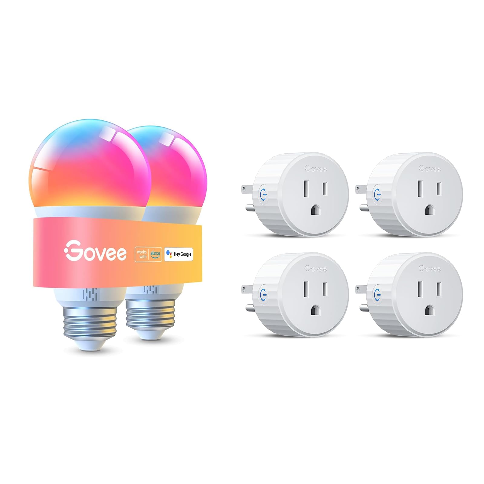 Govee A19 Smart Light Bulbs 1000 Lumen 2 Pack Bundle with Smart Plug H5083 4 Pack