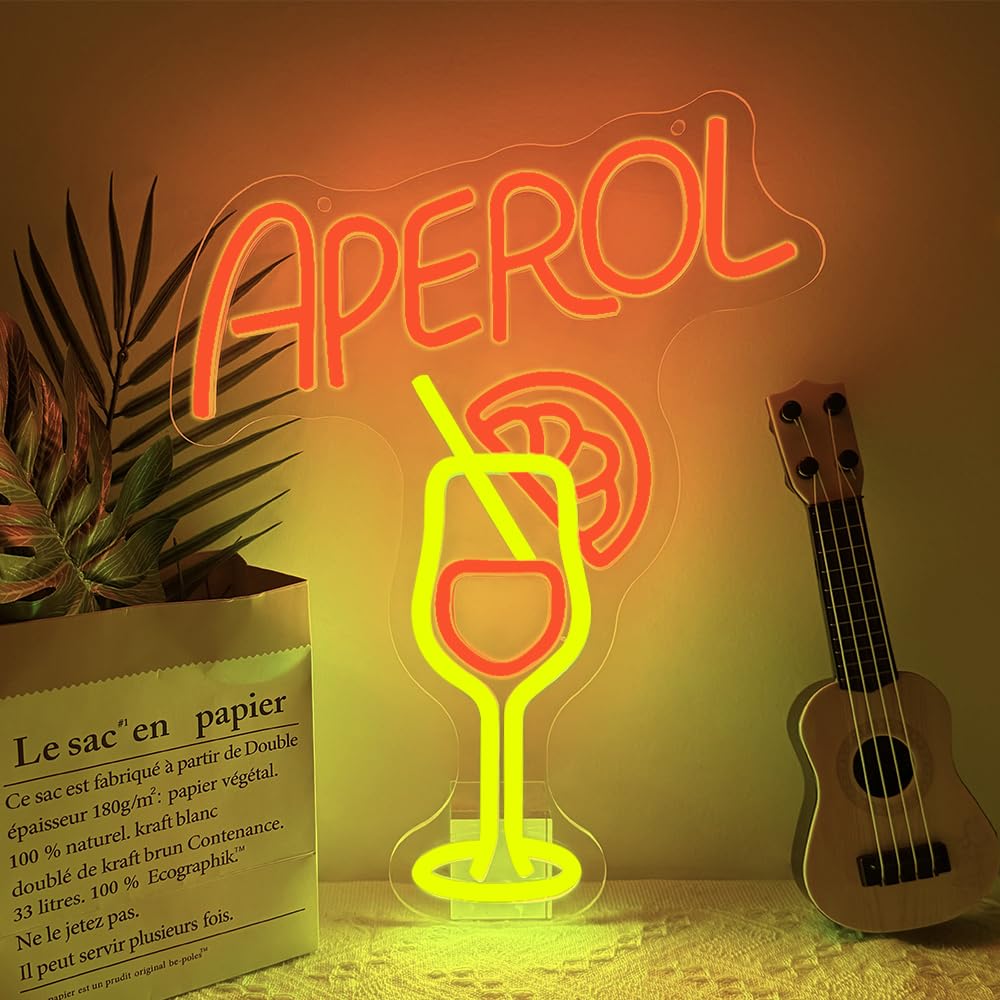 Cocktail Led Schild Aperol Spritz Neon Schild Bar Neon Schild Wanddekoration Aperol Neonlicht Geeignet für Bar Dekoration Cocktail Party Dekoration