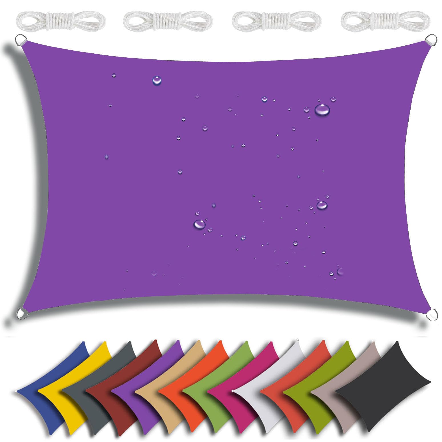 Recular Tenda Parasol przeciwsłoneczny, 95% ochrona przed promieniowaniem UV, wodoodporny, do ogrodu, na patio, balkon, imprezę, fioletowy, 5 x 5 m
