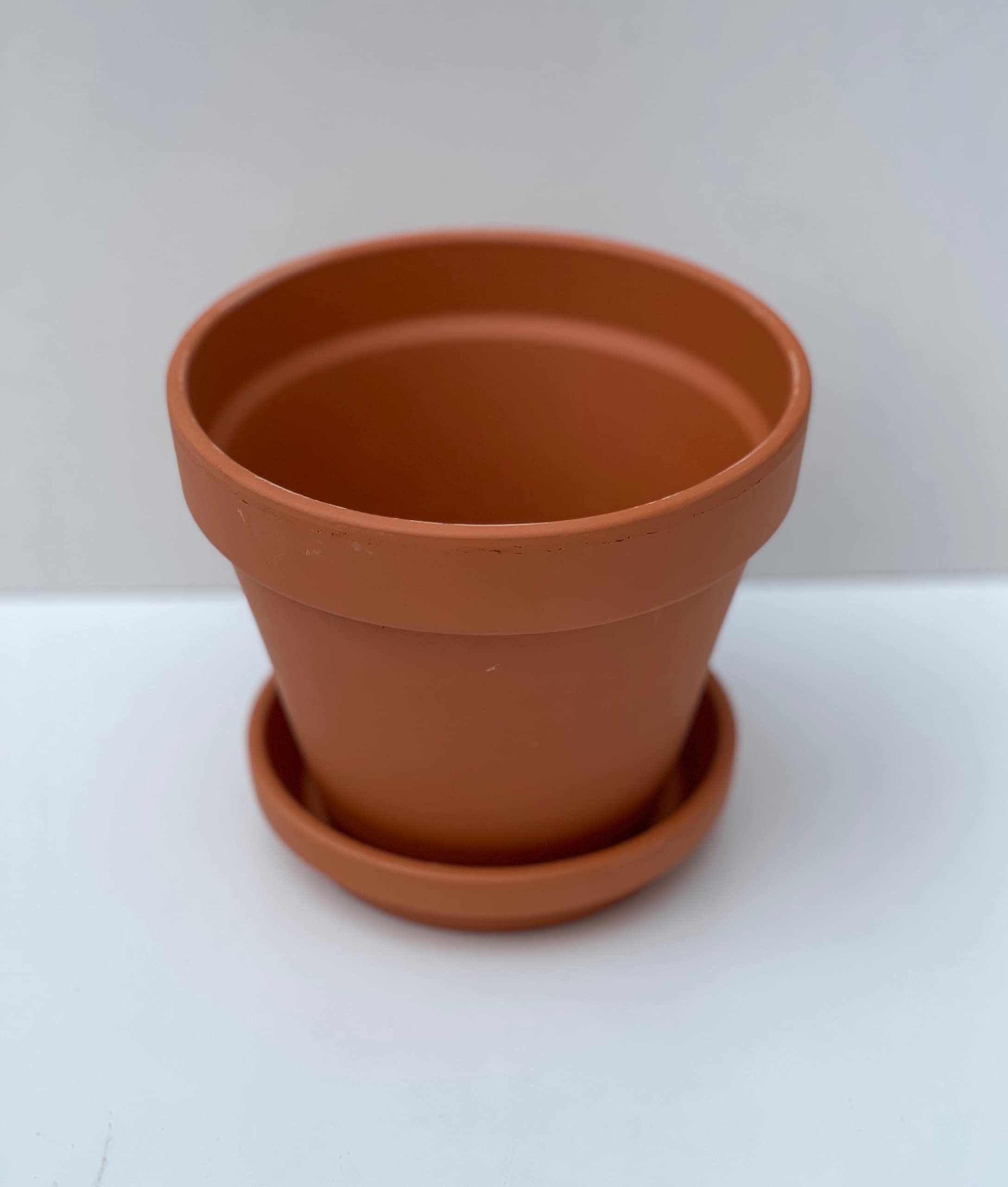 Spang Traditional Terracotta Plant Pots With Saucers - Pot - 13cm W (F13/S11) (1 Set)