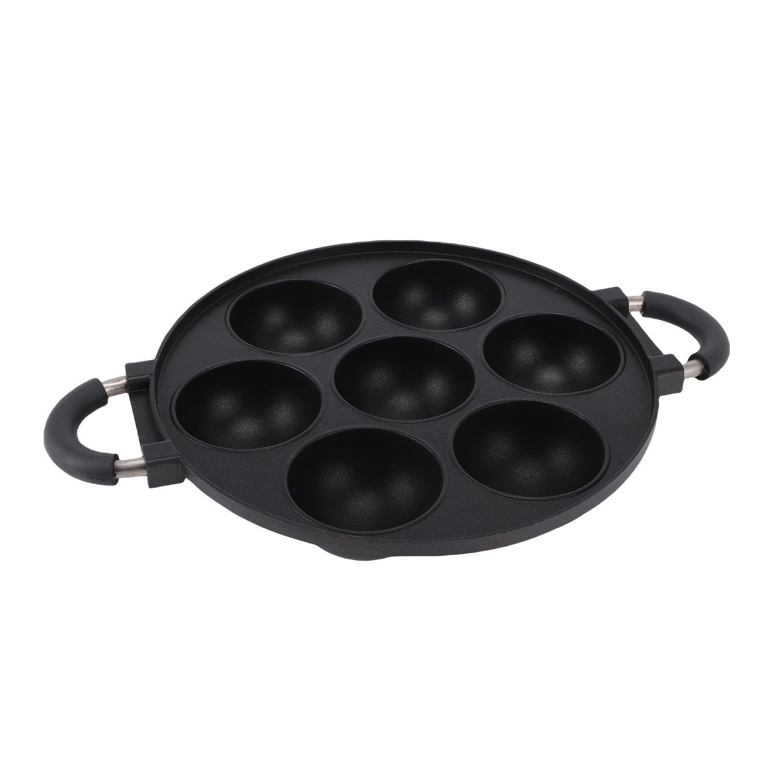 Dpofirs Grande Poêle à Griller Takoyaki, Poêle Antiadhésive à 7 Trous en Alliage d'aluminium pour Boulettes de Viande de Poulpe et Crêpes aux œufs, Double Poignées pour la Cuisson et la Cuisson sur