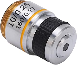 20mm Microscope Objective, Wide Field Metal Body Scratch Proof Standard Objective Lens Fine Workmanship for Biological Microscope(10/0.25)