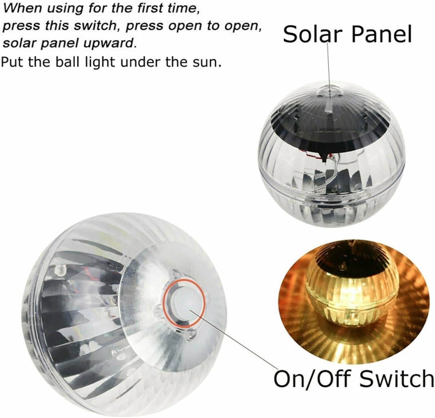 Solar Pond Floating Lights RGB Underwater Ball Light Waterproof Solar Powered Garden Swimming Pool Lights for Aquarium Garden(Warm White)