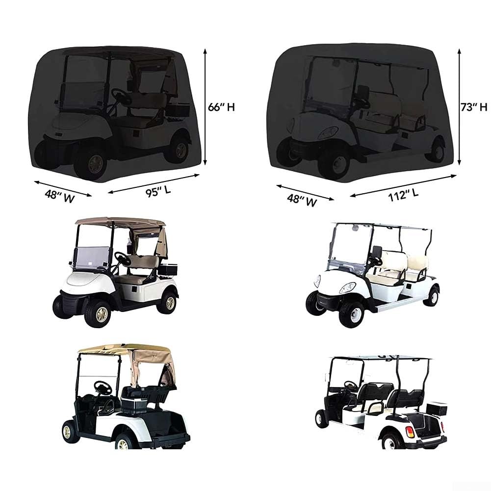 Copertura impermeabile per carrello da golf, copertura resistente per carrello da golf, teloni per auto, in tessuto Oxford 420D, per la maggior parte dei carrelli da golf (285 x 122 x 185 cm)