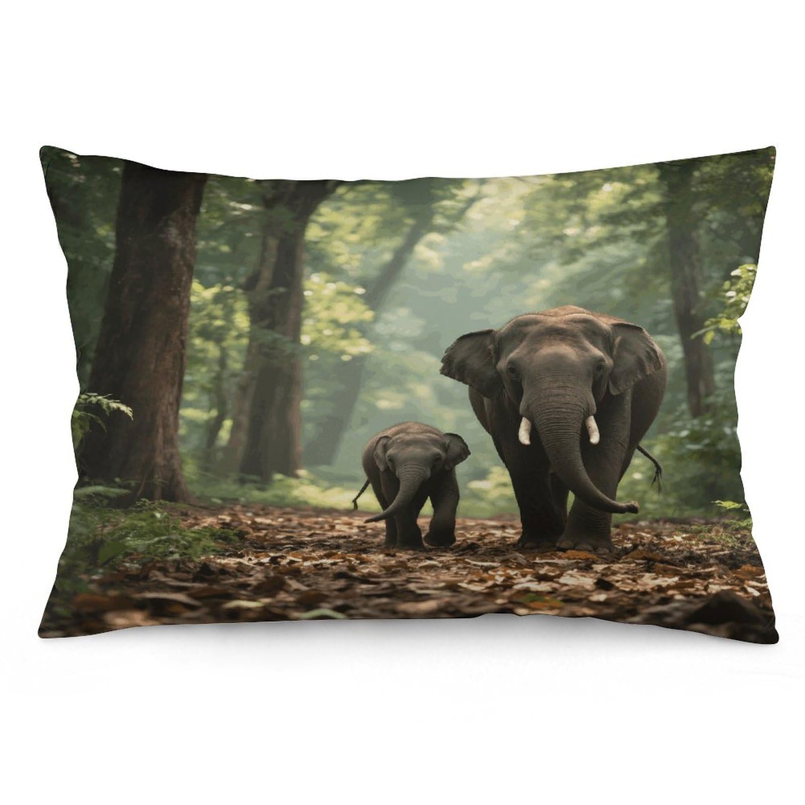 Elephants Throw Pillow Cover Soft Pillow Case Decorative Lumbar Pillow Cover Cozy Throw Pillowcase Polyester Rectangular Cushion Case Decor for Couch Sofa Bed