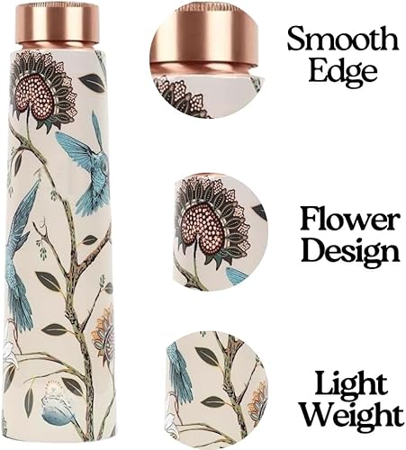 Miniatura 6 de Botella de agua de cobre puro para agua potable, extra grande de 34 onzas de boca ancha, botella de agua de cobre ayurvédico martillado, hecha a