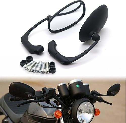 Miniatura 8 de Powersports Side Mirrors Motorcycle Black L-bar Retro Oval Rearview Side Mirror E9 Mark For GNCG Cafe Racer Custom