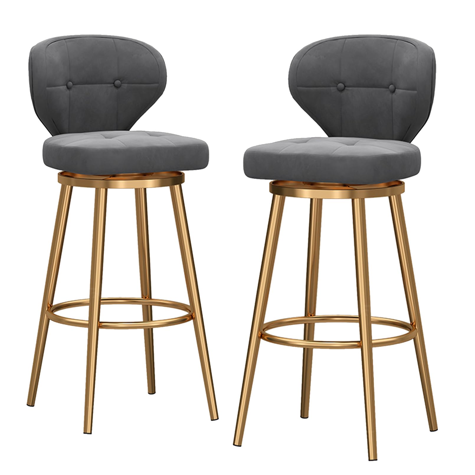 Tabourets de bar pivotants gris lot de 2 chaise haute réglable avec dossier