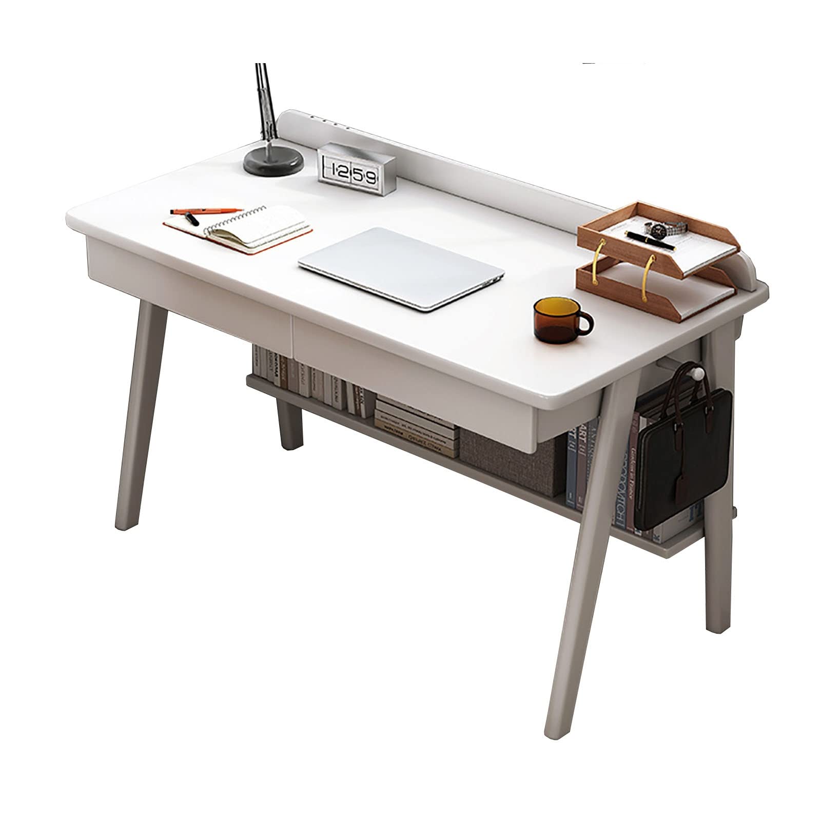 Bureau d'ordinateur en bois massif 120cm avec tiroir de rangement chic