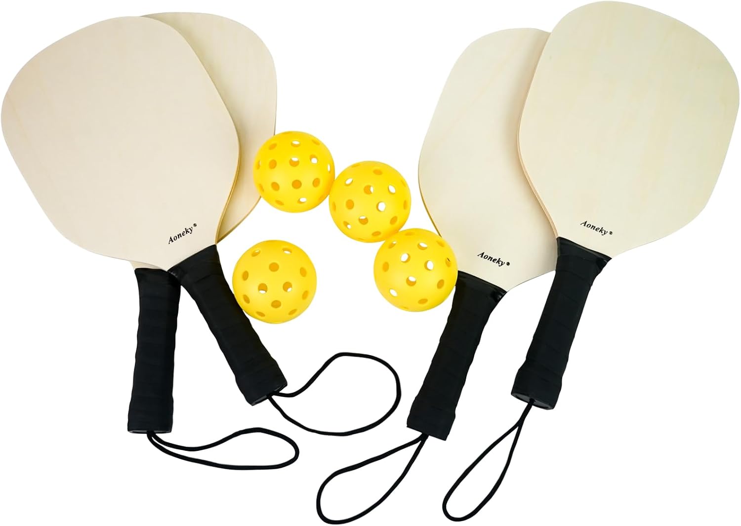 Aoneky Wood Pickleball Paddle Set for Indoor or Outdoor
