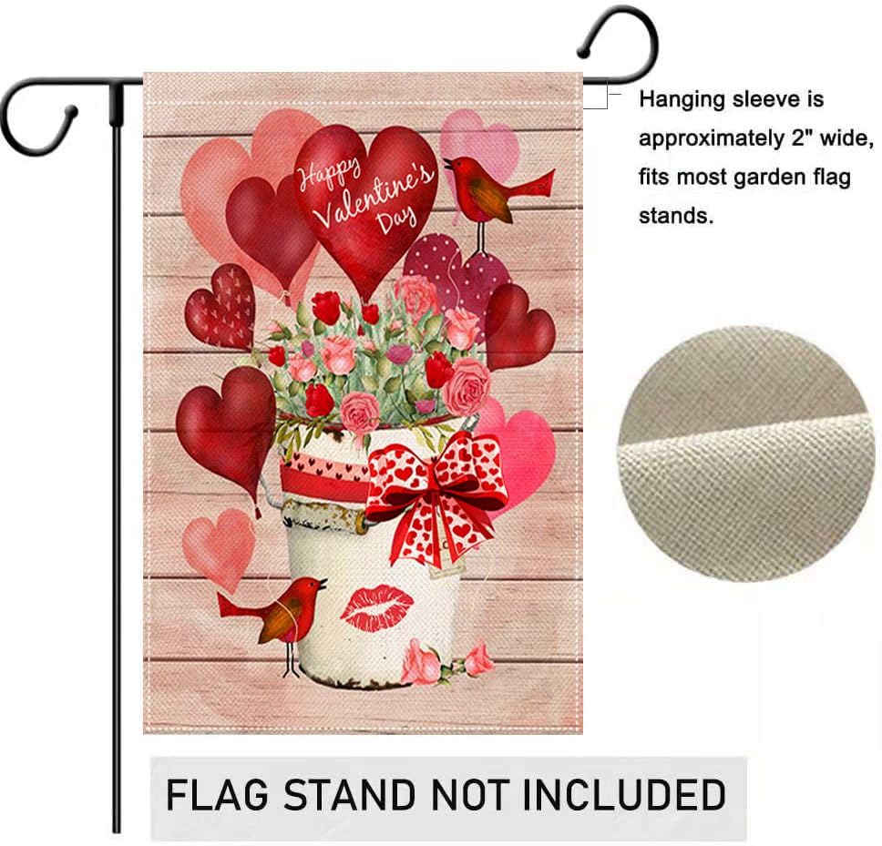 Valentinstag Gartenflagge – Doppelseitig, HerzfÃ¶rmig, Wetterfest