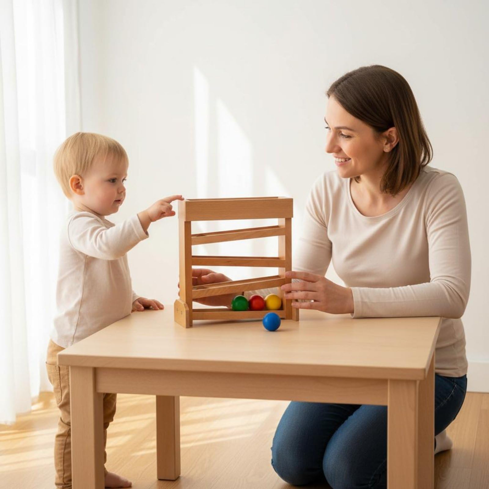 Kinder Visual Holzspielzeug Kugelbahn Laufbahn Lernspielzeug Wahrnehmungsförderung Beobachtungshilfsmittel für Kleine Kinder Spielraum