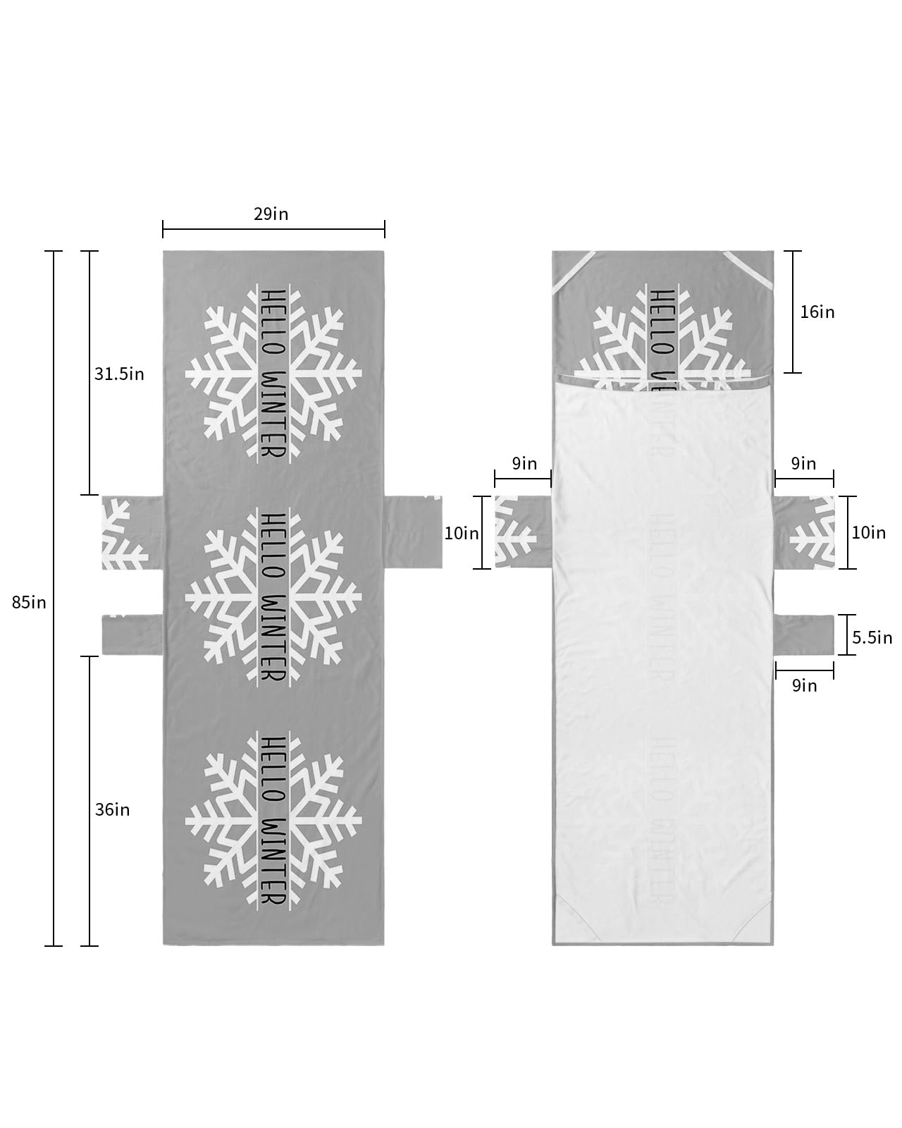 Grey Snowflake Christmas Beach Lounge Chair Towel Cover, Soft Chaise Lounge Towel with Side Pockets Patio Pool Chairs Cover for Beach/Pool Sunbathing 29x85 Hello Winter Snowflake