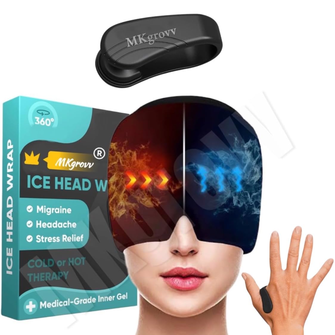 MKgrovv Instant cold compress Thermax Migraine Relief Cap for Headaches Sinuses Tension Relief Cap for Men Women Hot and Cold Therapy Relaxing Eyes Mask With Sugar Control LI4 Acupressure Point Clip (B0CNLL7QXN) Amazon Price History, Amazon Price Tracker