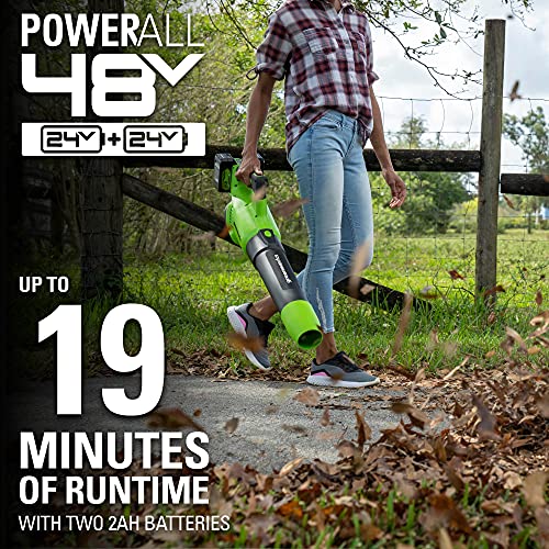 Image of Greenworks 48V Cordless Leaf Blower, 515 CFM, (2) 2.0 Ah Batteries, Charger