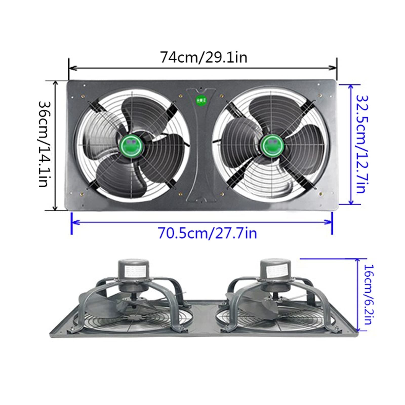 Extractor/Ventilador Extractor de humos de cocina Ventilador de ventilación doble montado en la pared con caja colectora de aceite y cubierta de red Ventilador de ventilación de extracción de dos vías