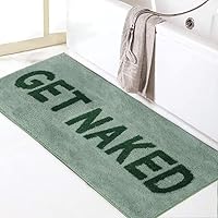 Vista 8 de Zeeinx Alfombra de baño con texto en inglés "Get Naked", bonita alfombra de baño de microfibra antideslizante, divertida decoración de baño, lavable