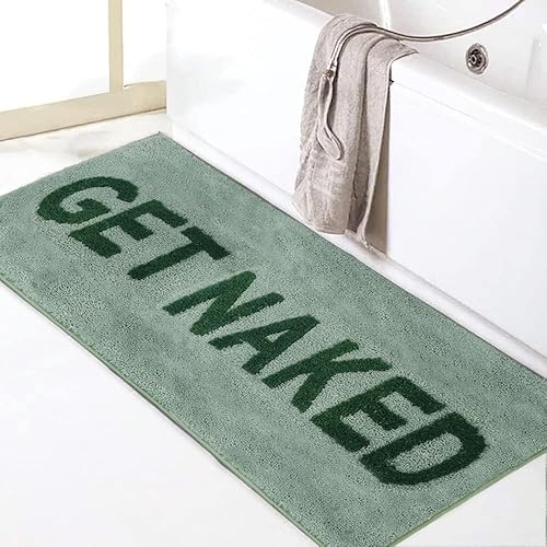 Miniatura 8 de Zeeinx Alfombra de baño con texto en inglés "Get Naked", bonita alfombra de baño de microfibra antideslizante, divertida decoración de baño, lavable