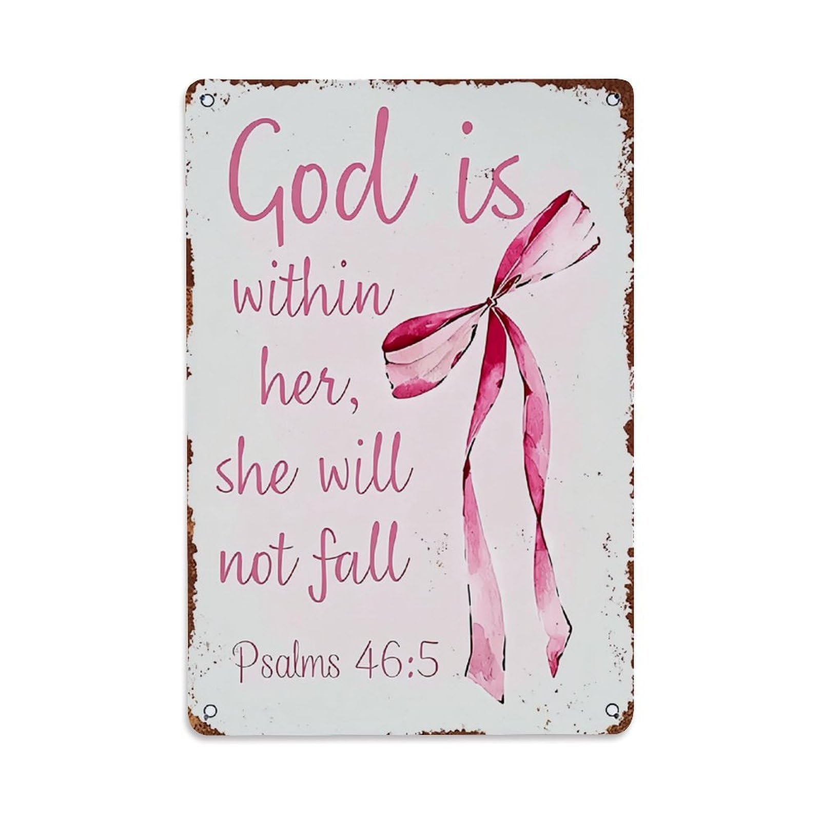 Jdfenggu Vintage God Is Within Her She Will Not Fall Retro Metal Tin Sign, Decor Art Poster For Bar, Home, Man Cave, Kitchen, Laundry Room Gift 8X12inch