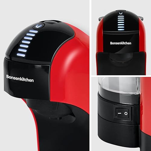 Miniatura 4 de Dolce Gusto - Cafetera Bonsenkitchen 3 en 1 mini máquina de cápsulas compatible con Nespresso Dolce Gusto y café molido apagado automático y función