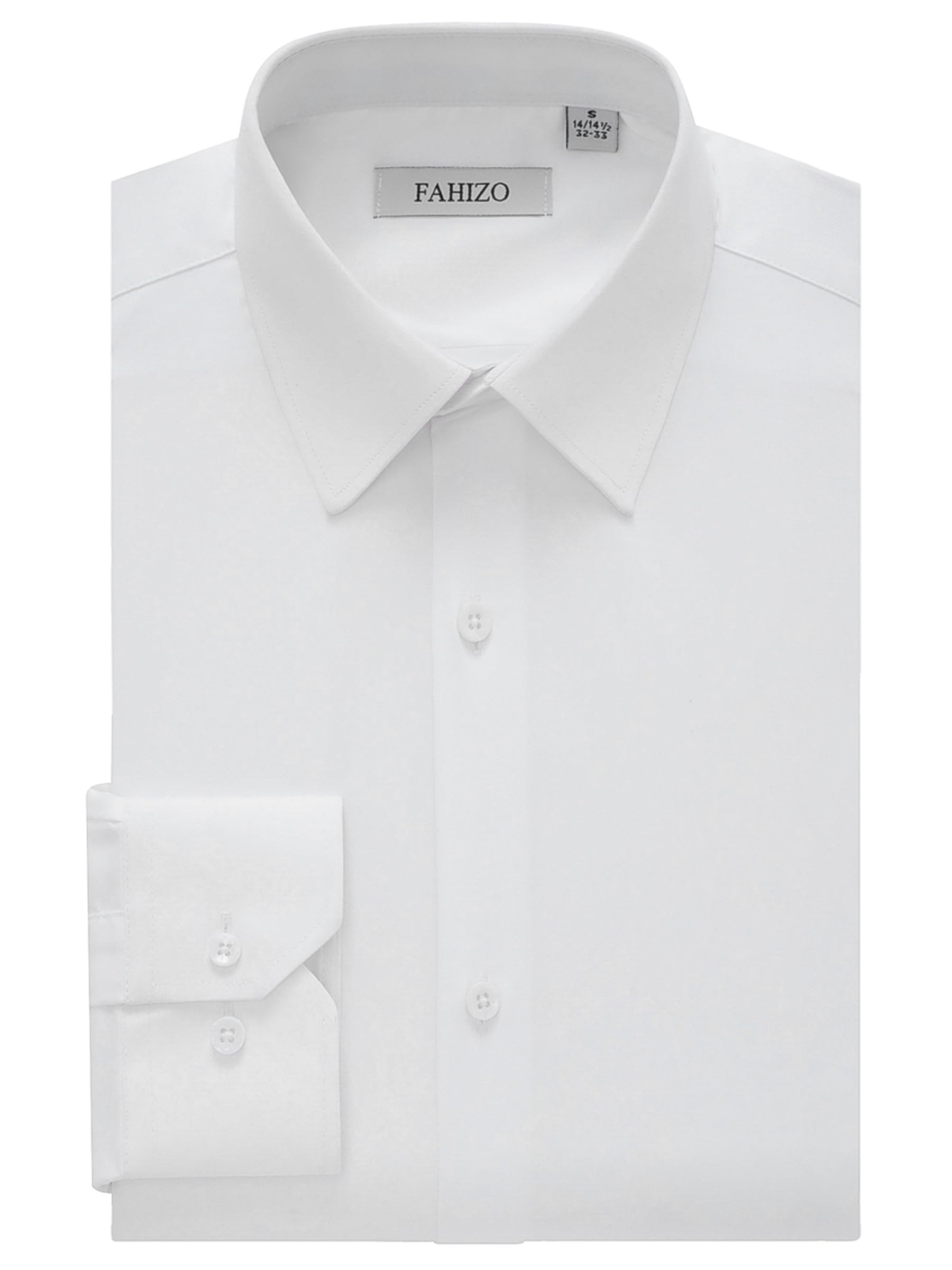 FAHIZO Men's Dress Shirt Regular Fit Soild Business Formal Long Sleeve Button Up Stretch Shirts