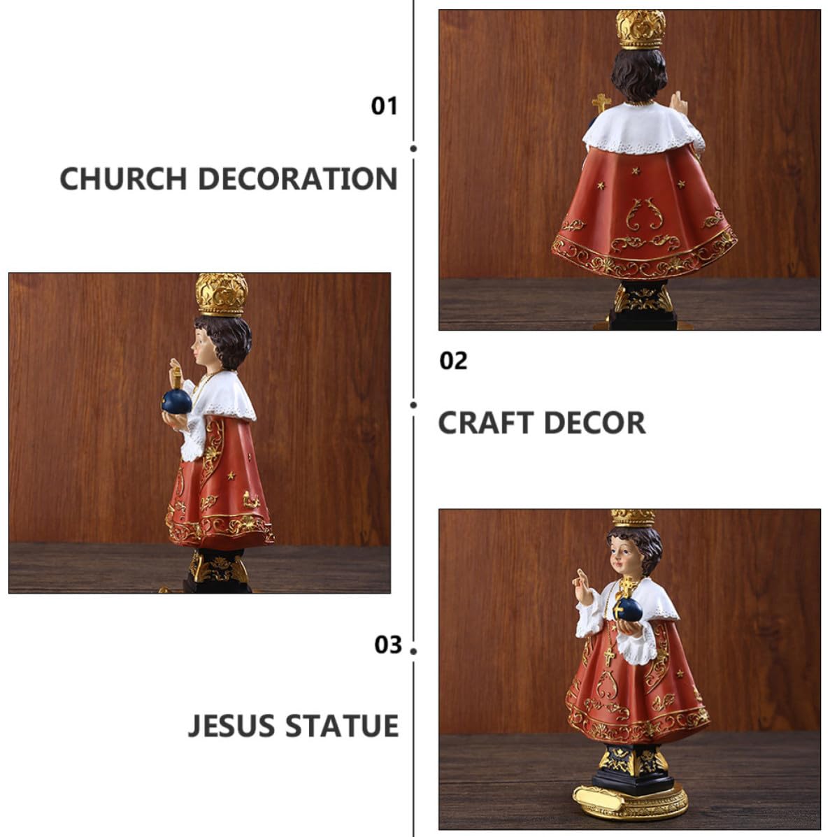 Statua di Gesù in Resina, Ornamento Religioso per Preghiera e Camere