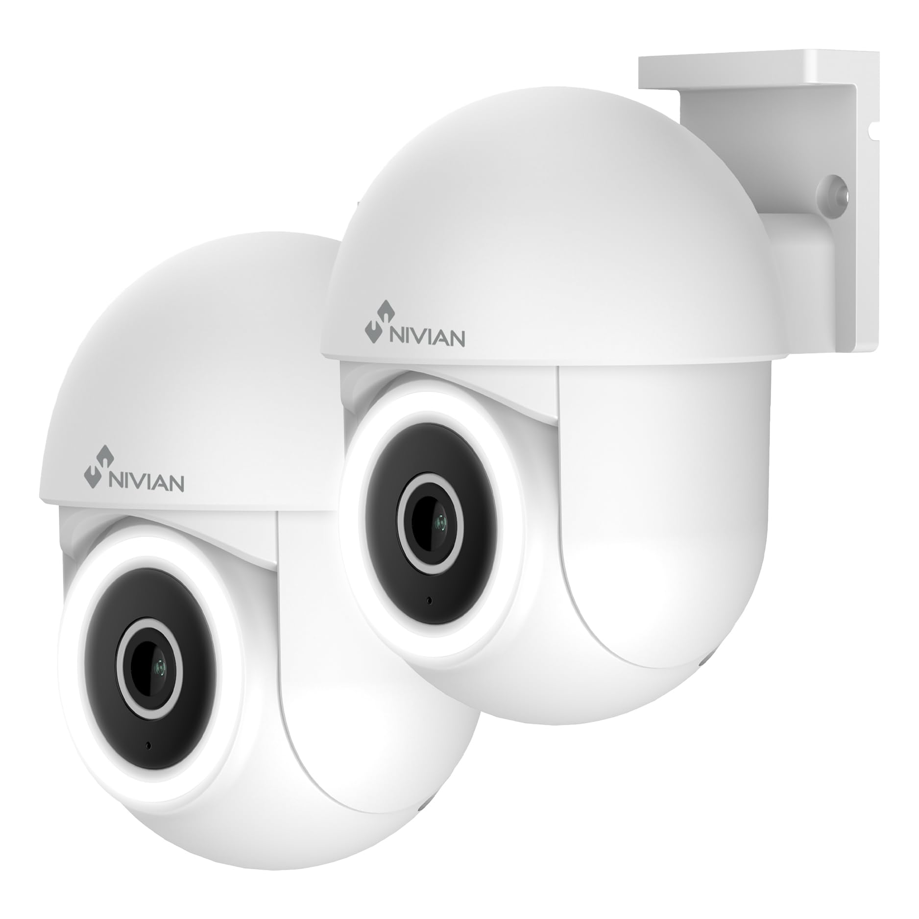 NIVIAN - Cámara PTZ WiFi Mini 2K, 2,4Ghz | Visión Nocturna | Detección de Movimiento y Autotracking | Exterior IP65 | Compatible con Alexa y Google Home | Control App Tuya (Pack 2 Cámaras WiFi Ptz)