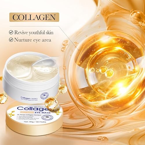 60 PCS Parches Ojos,almohadillas antiedad para los ojos,Máscara Eye Patches de Colágeno,Para Reducir Bolsas y Atenuar Ojeras,Aliviar La Fatiga y Reafirmar La Piel - imagen 2