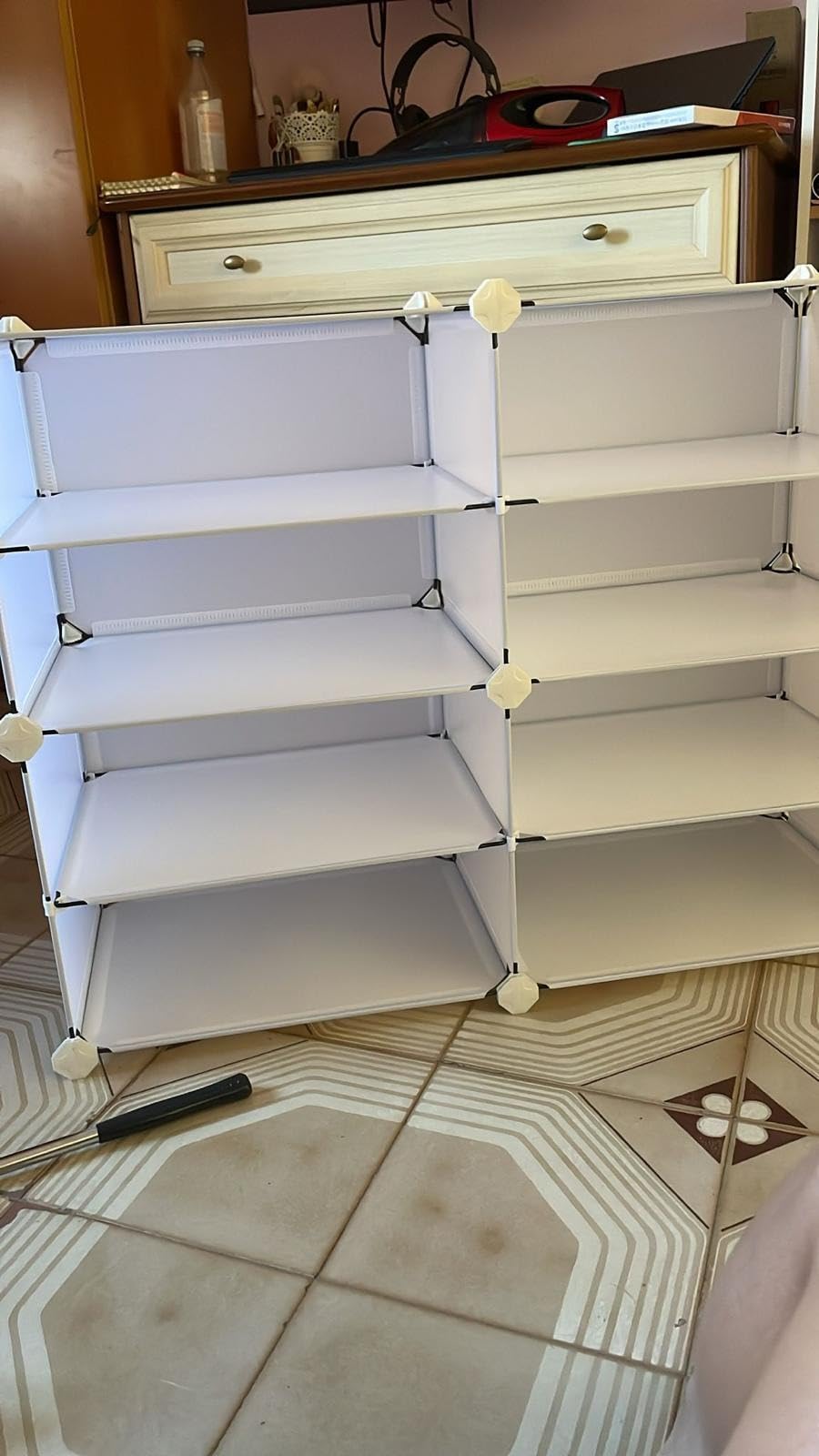 SONGMICS Scarpiera Modulare Per Bambini A 6 Scomparti - Tema Stellare, Bianco Nuvola, 31x43x105 Cm