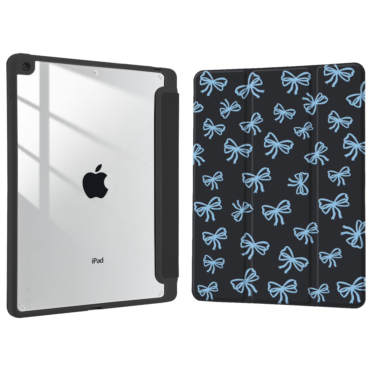 Joyland Blue Bow Pattern for iPad Air 5th/4th Generation 10.9 Inch 2022/2020,Air 11" M3 2025/M2 2024 Built-in Pencil Holder with Shockproof Cover