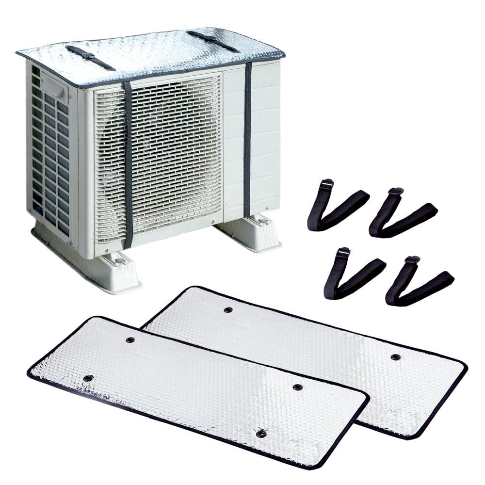 アイメディア(Aimedia) エアコン室外機カバー 遮熱パネル 2枚組 直射日光 遮熱 日よけ 節電 アルミフィルム UVカット シルバー 汚れ防止