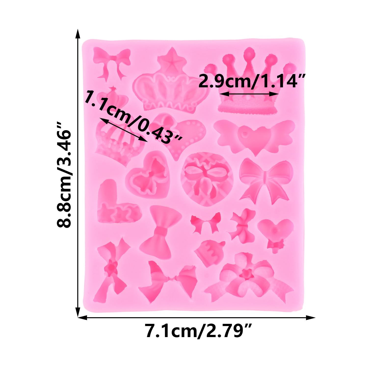 XMOLDNMS Crown Fondant Moulds Bow Crown Heart Silicone Mould for Cake Decoration Cupcake Topper Chocolate Candy Polymer Clay Gum Paste - Image 2