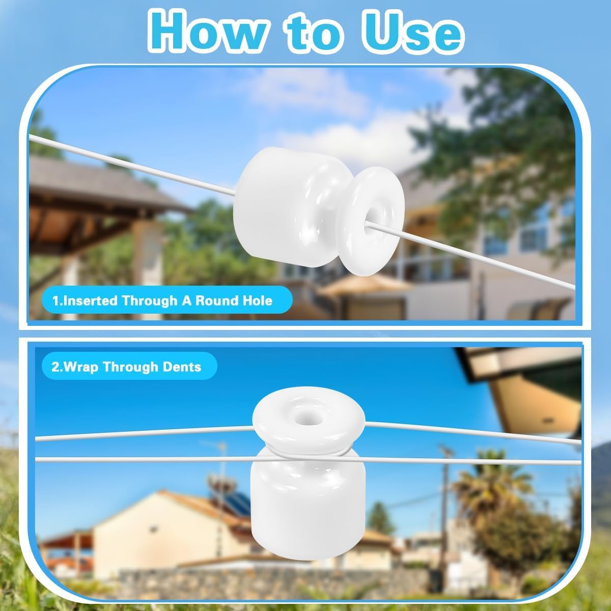 50PCS Aisladores de Porcelana para Cable Trenzado Ø19 mm, Abrazadera Cable Porcelana, Aisladores de Ceramica Blanco, Aislante dePorcelana con Tornillos y Tacos para Seguridad deCable Eléctrico