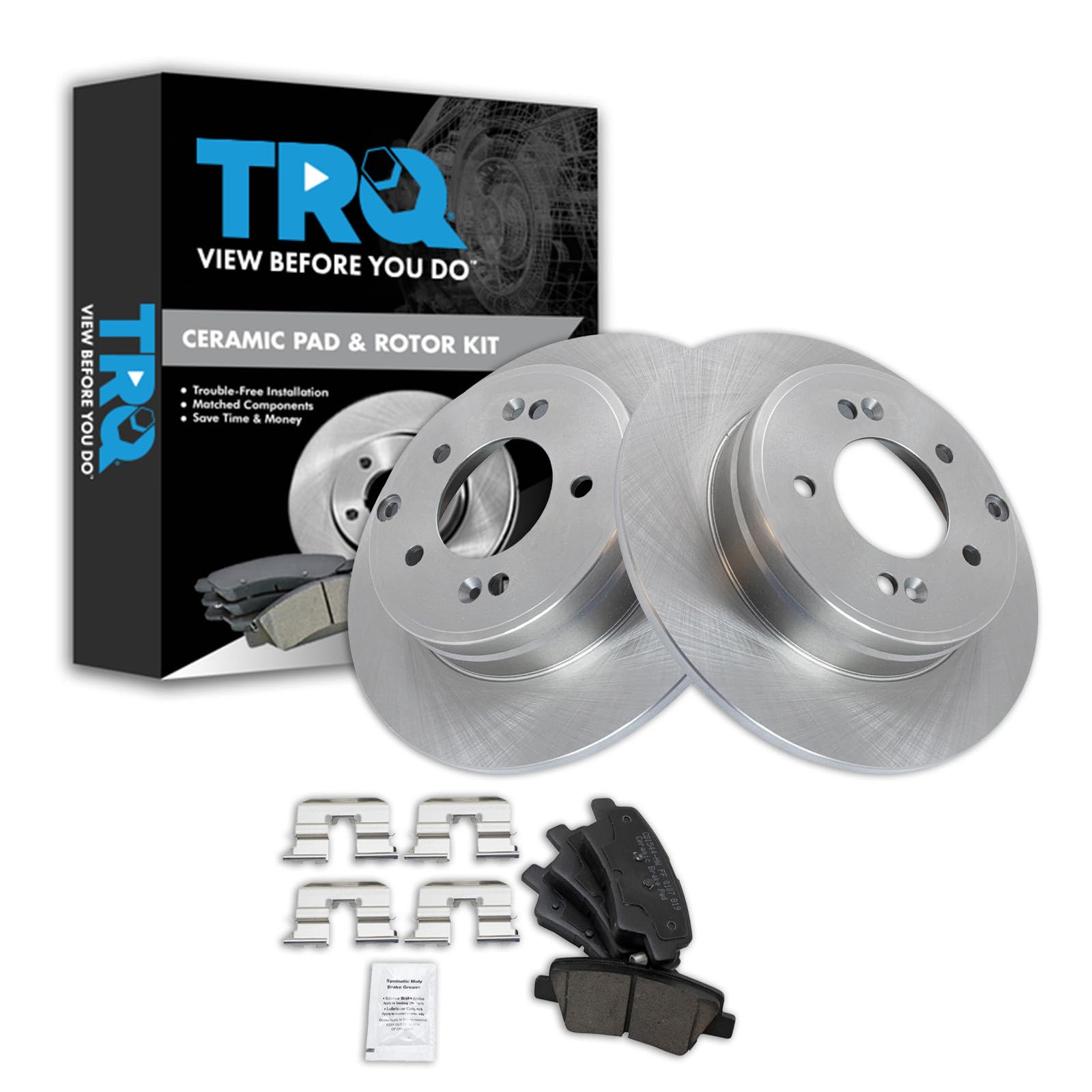 TRQ Rear Brake Pad and Rotor Set Ceramic Compatible with 2014-2015 Kia Optima