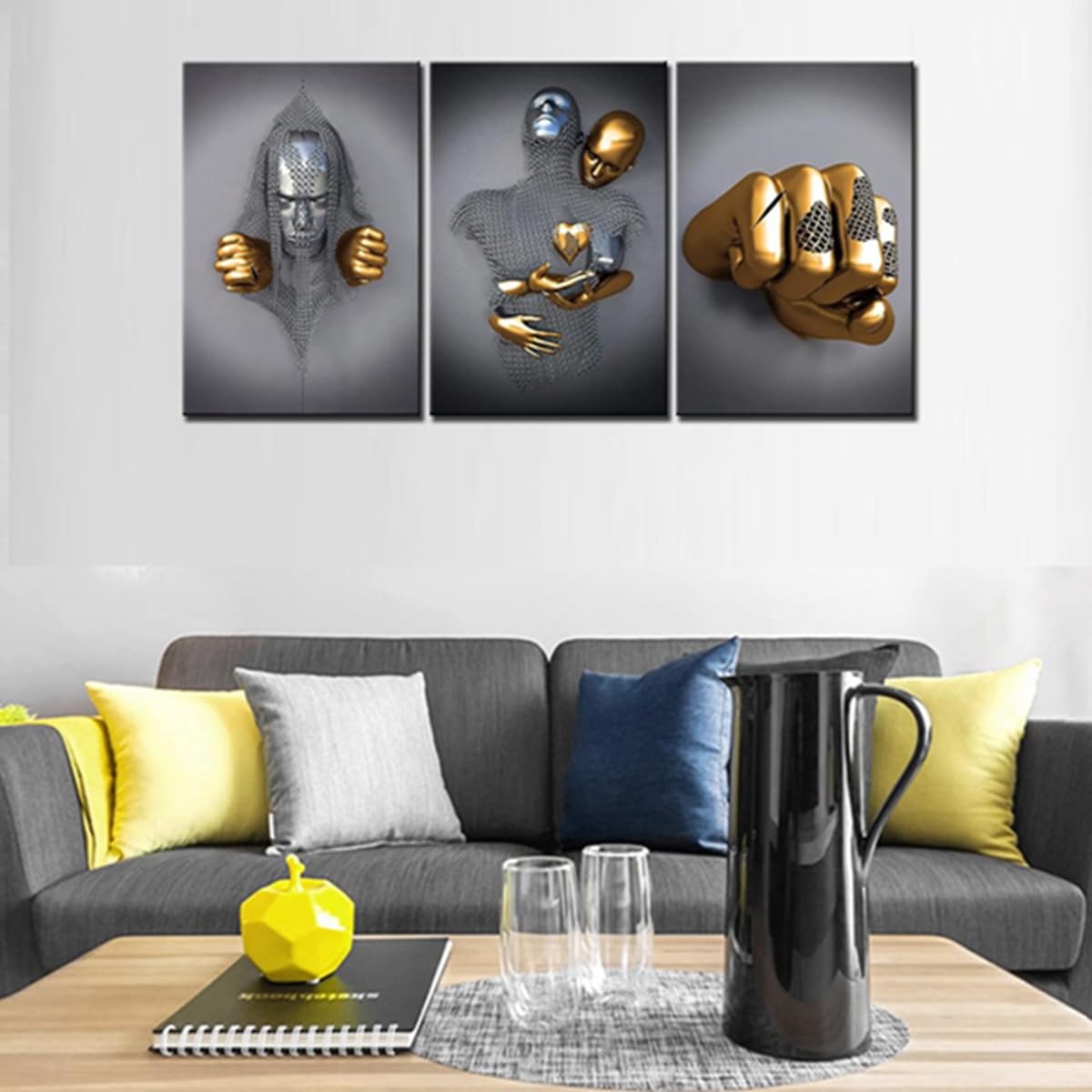 JNAOZI 3D Metal Figure Statue Canvas Painting Lovers Sculpture Poster Abstract Poster African Woman Canvas Picture Poster Frameless (Poster 02 - Image 2