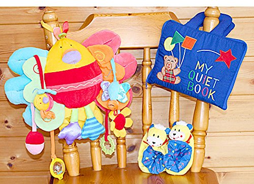 布絵本MY QUIET BOOKベア ブルー&ピヨピヨバード おまけ付き アニマルルームシューズ ハートフルギフトセット