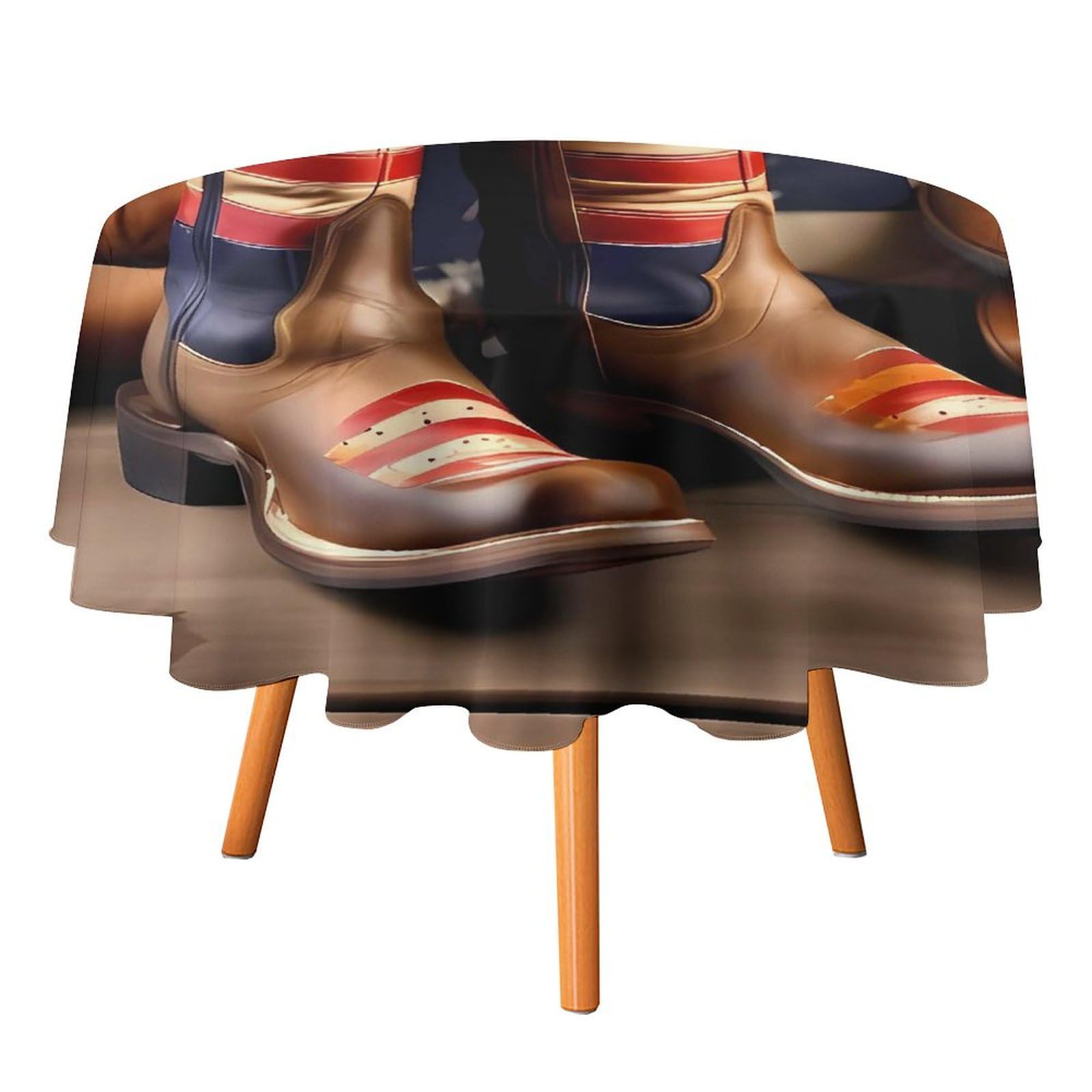 Nappe ronde drapeau américain et bottes de cowboy en polyester lavable 178 cm