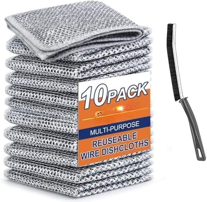 OLAID Milton Multipurpose Wire Dishwashing Rags, Non-Scratch Wire Dishcloth, Stainless Steel Scrubber, Pack of 10, Machine Washable (B0D5QW36ZS) Amazon Price History, Amazon Price Tracker