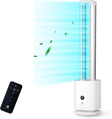ULTTY Ventilador de torre sin aspas y purificador de aire en uno, ventilador de dormitorio con filtro HEPA 99.97% humo polvo caspa de polen,