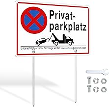 SINMAO Panneau de parking privé avec poteau en aluminium 30 x 20 cm (A4) - Avec fixation - 30 cm - Amovible