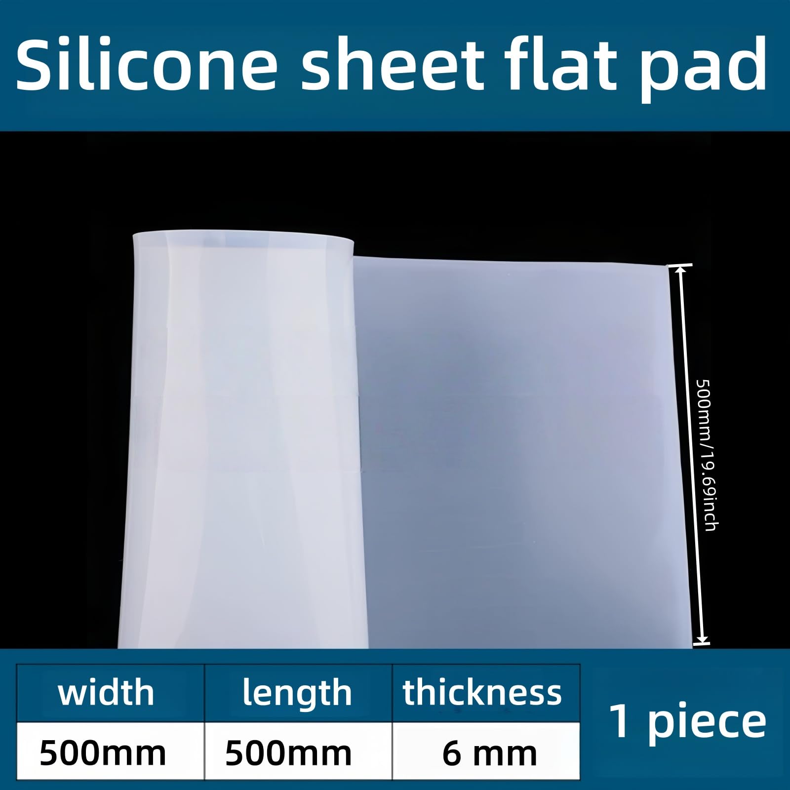 1 Fogli di Silicone Traslucido 500x500mm Piastrine in Gomma Siliconica Flessibili e Resistenti al Calore Antiscivolo per Sigillatura Ammortizzazione Fai-da-Te e Industriale,6mm