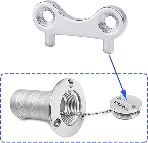 Miniatura 2 de Llave de tapa de gas de acero inoxidable, combustible de agua, tanque de agua, llave de repuesto para barco marino, 2 unidades