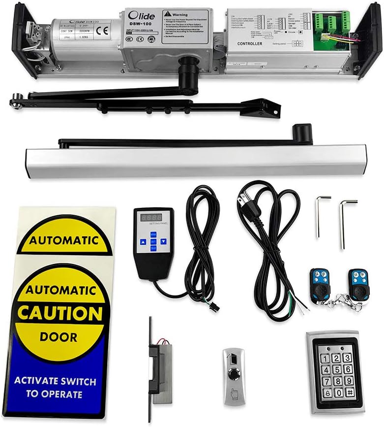 Olideauto Electric Can Opener for Disabled+550LBS Electric Fail Safety Strike+Waterproof Metal Access Keypad+Metal Push Switch