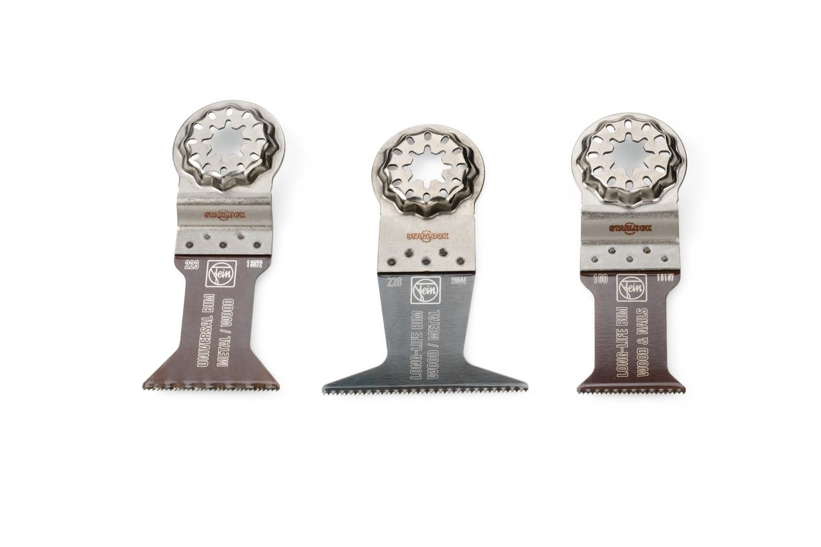 FEIN E-Cut Combo Starlock Wood & Metal, Alojamiento SL,Set con 3 hojas de sierra de recambio E-Cut para trabajos de aserrado en madera y metal.