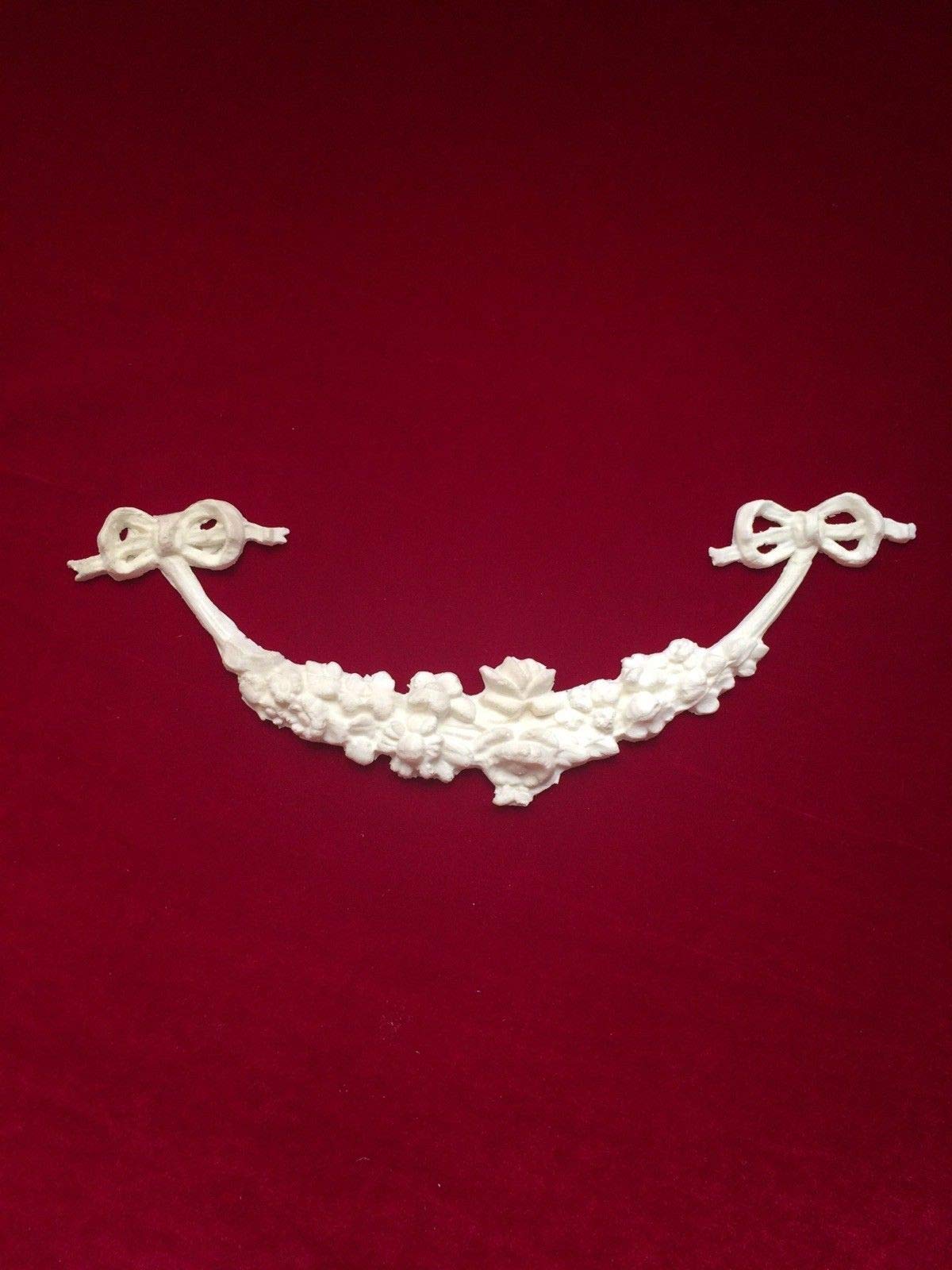 Shabby Chic Beautiful White Half Round Rose Architectural Furniture Applique Swag Onlay