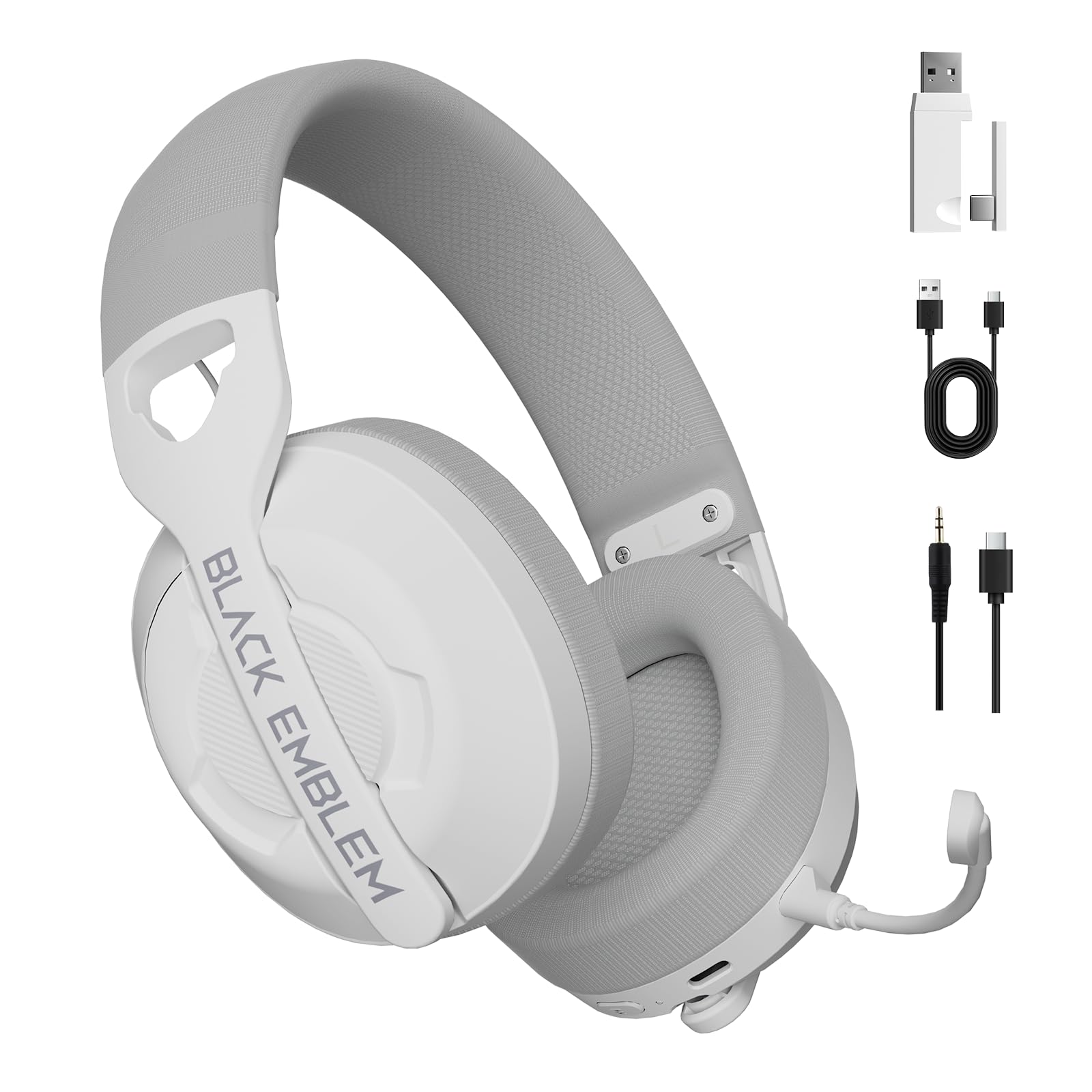Black Emblem X2 Cuffia Gaming Senza Fili 2.4ghz - 3 Modalità Di Connessione Per Pc, Ps5, Ps4 Con Audio Senza Perdite Tramite Usb - Cuffia Con Microfono Rimovibile Per Iphone 16, Telefoni Android